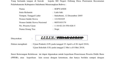 Contoh SKL Kelulusan SMP, SMA,Sederajat dan Perguruan Tinggi