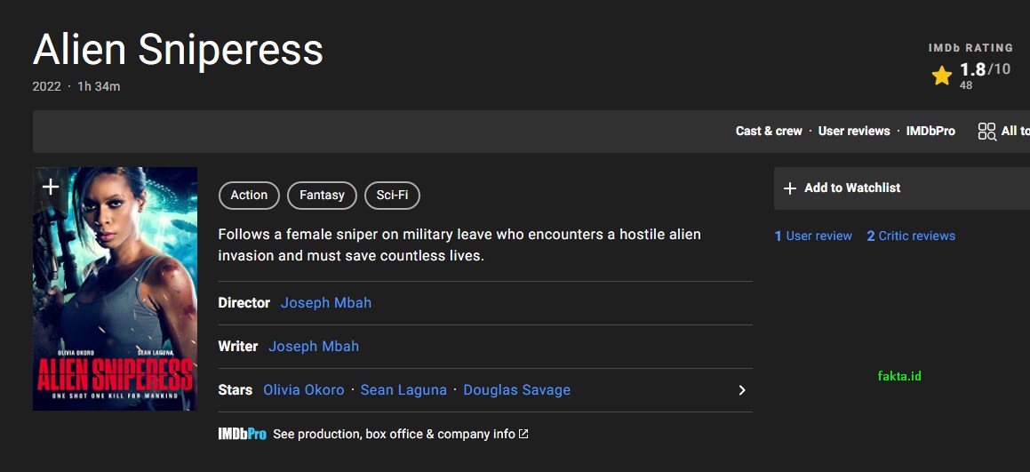 Sinopsis Film Alien Sniperess (2022): Wanita Penembak Jitu yang Punya Tugas Penting