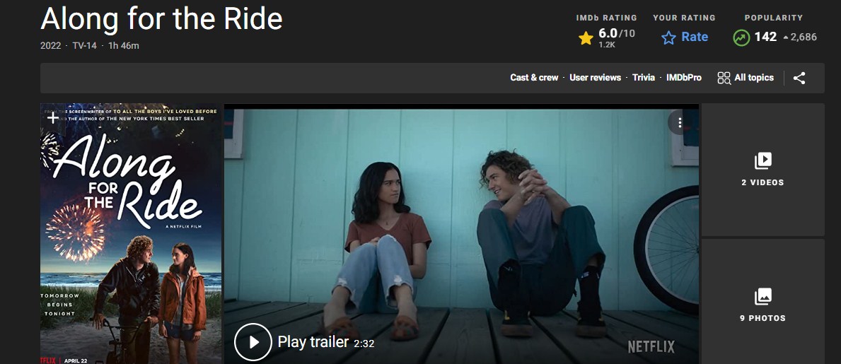 Sinopsis Film ﻿Along for the Ride (2022): Kehidupan Bebas Remaja