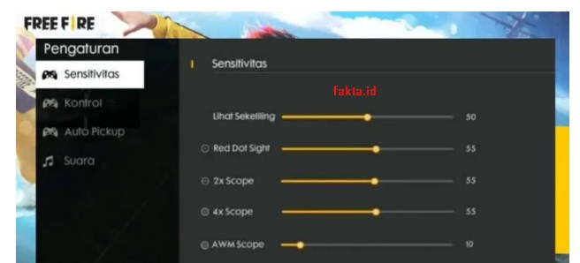 Cara Setting Sensitivitas Frontal Gaming 'Aura; di Game Free Fire